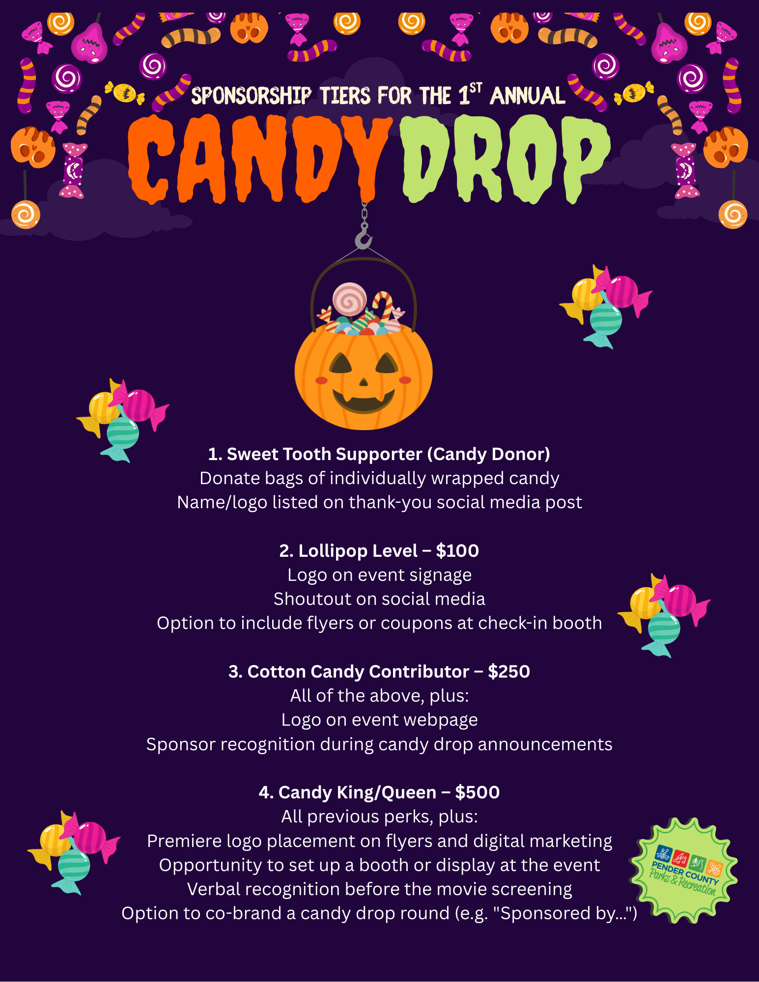 Candy Drop Sponsorship Tiers